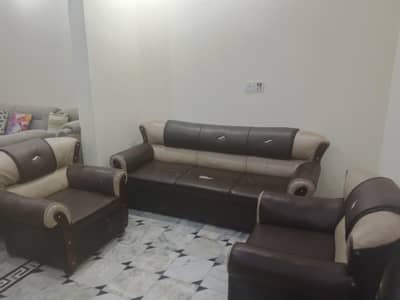 Brown Colour Leather Sofa Set Available For Sale