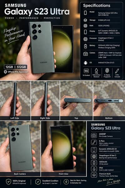 Samsung Galaxy S23 Ultra 12GB/512GB | Official PTA Approved | 10/10