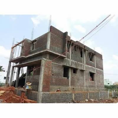 Half Grey Structure Under Construction House With Basement