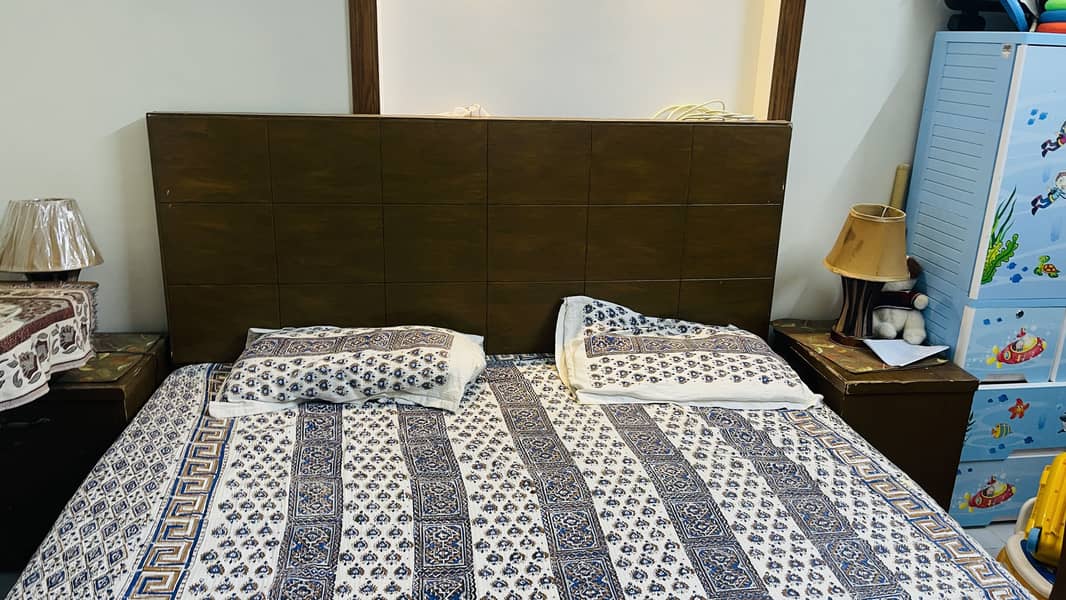 Bed set double bed with side table 1