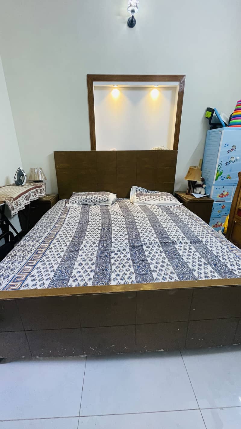 Bed set double bed with side table 2