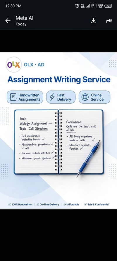 Handwritten Assignments available - Very Neat & Clean Handwriting.  *S