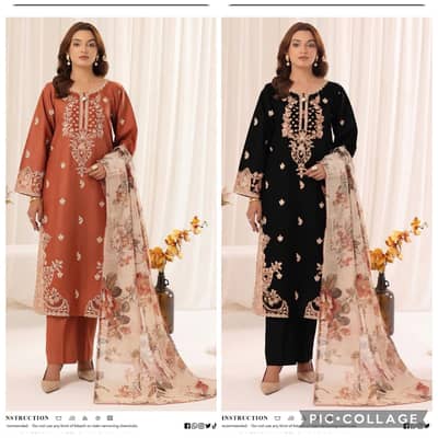 Ladies Winter 3PC Embroidered Suit with Shawl