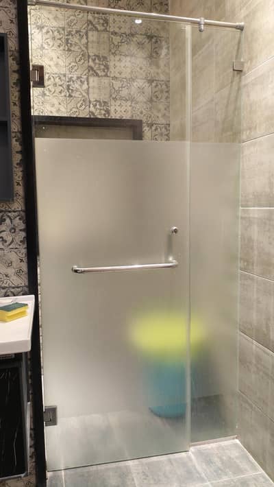 shower glass door with fitting