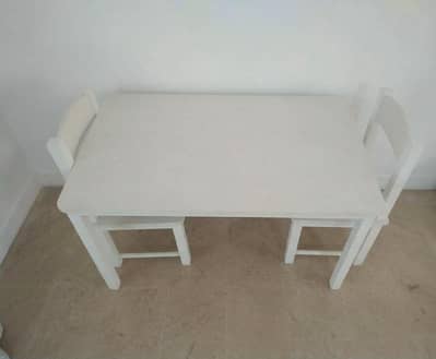 Large size Wooden table with 2 chairs made with acrylic sheet