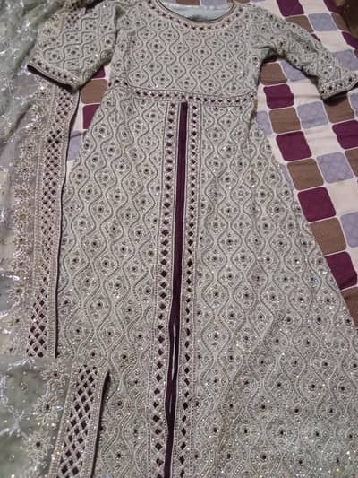 Elegant Grey Embroidered Party Wear Dress with Dupatta