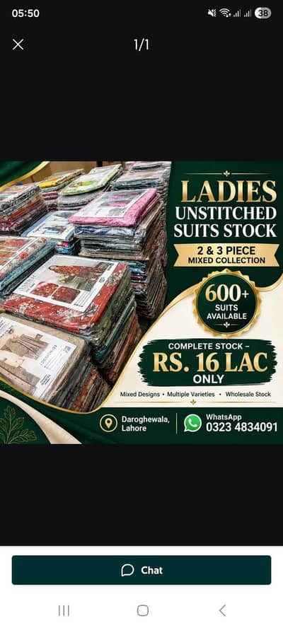 Ladies Unstitch Mix Stock Total 570 Suits