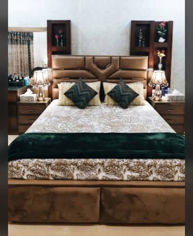 King size luxury bed with sidetables , dressing