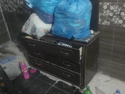 bed and dressin and cupboard 3 door