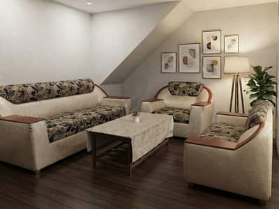 elegant cream and brown colour sofa set