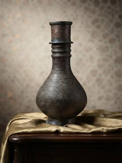Antique Hand-Engraved Copper Vase / Surahi – Vintage Collectible