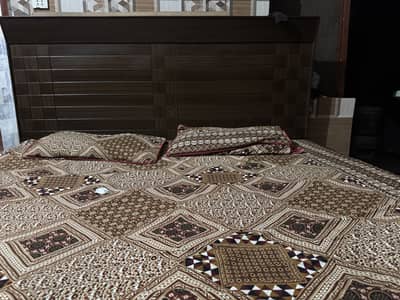 Wooden Bed with Mattress & Showcase for Sale