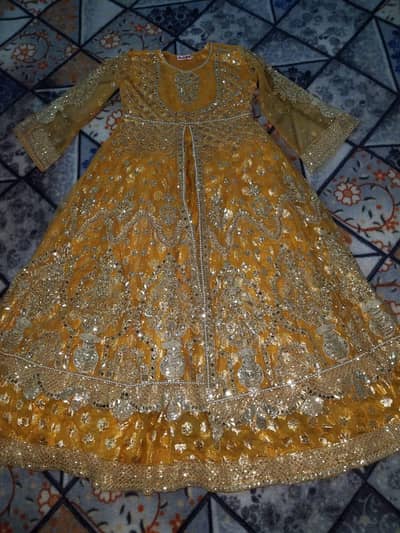 Beautiful Mustard Orange Heavy Embroidered Maxi for Sale