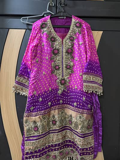 Shocking pink gharara dress- mehndi wear