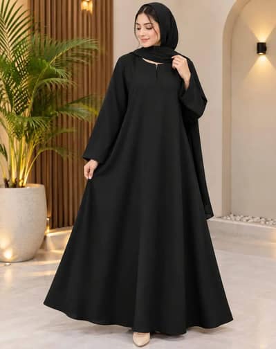 Nida Plain Classic Abaya Navy Blue - Free Size - Cash on Delivery