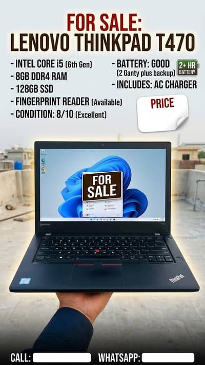 Lenevo Thinkpad T470 8GB 128GB Ram SSD