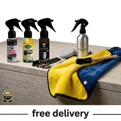 7-in-1 Bike & Car Cleaning Combo Deal - Brushes, Sprays & Cloth