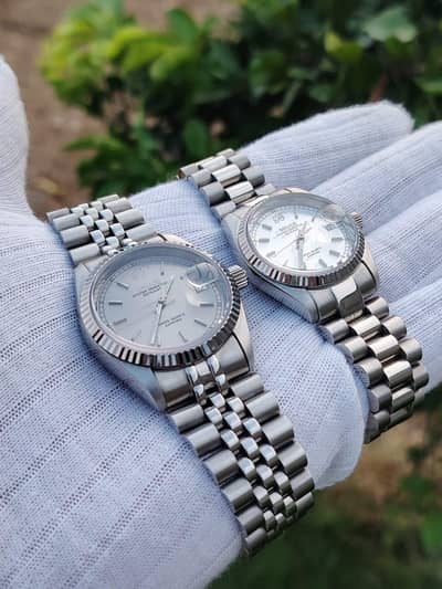 BRUCE Oyster Perpetual Datejust Style Quartz Pair Watches