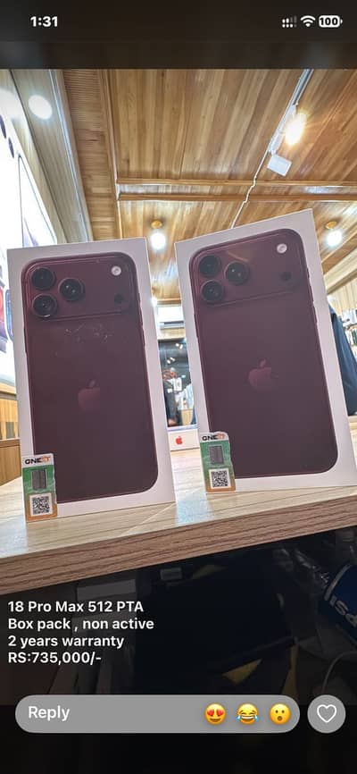 iPhone 18 Pro Max PTA Approved Mercantile Gnext And Hk Also Available