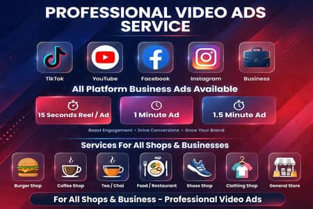 Professional Video Ads Service - TikTok, YouTube, Facebook & All Shops