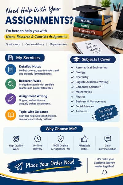 Professional Assignment Writing, Research Work & Study Notes