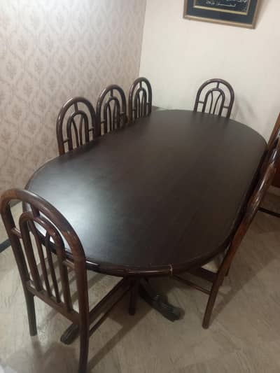 8 Seater Wooden Dinning Table set With Chairs-dark brown-nice conditi