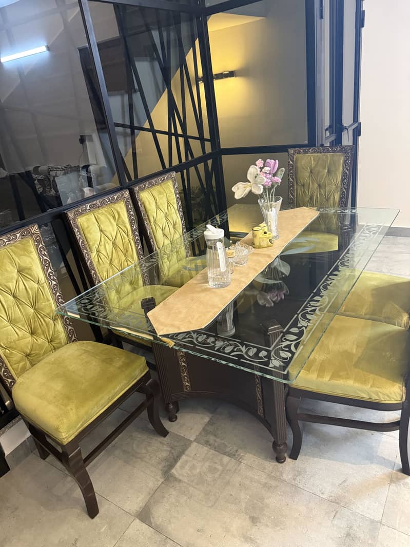 Modern six chair dining table 6