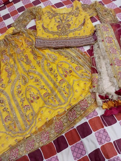 Embroidery Bridal Mehndi Lehnga