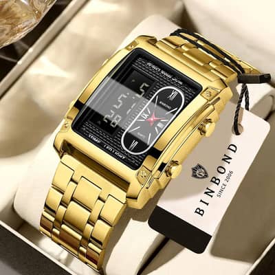 BINBOND Electronic Men's Watch Versatile Dual-Movement