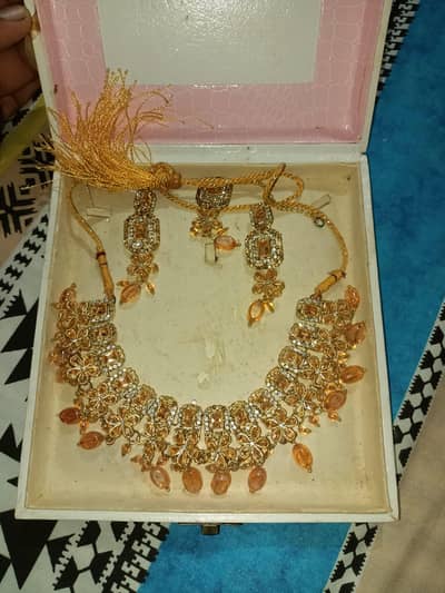 Fancy Golden Bridal / Party Wear Artificial Jewellery Set