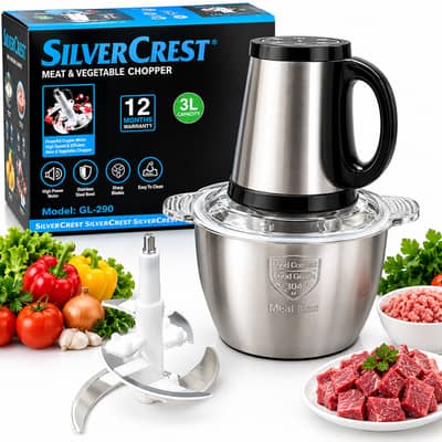 SilverCrest 3L Electric Meat & Vegetable Chopper Powerful Kitchen