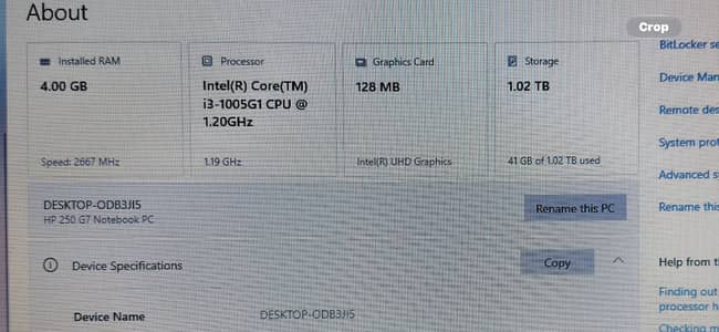 Hp 250 G7 Notebook i3 10th generation