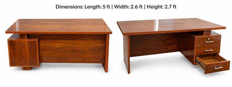 Executive Office Workstation Table with 3 Drawers – Premium Wooden Des