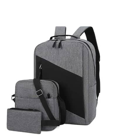 3-in-1 Premium Laptop Backpack Set – Grey & Black