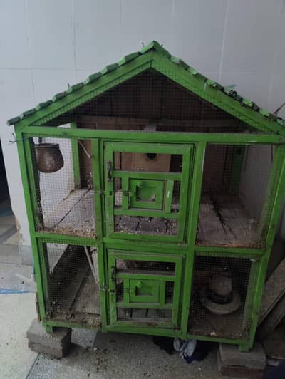 Wood made 2 portions Cage