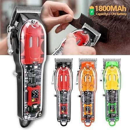 Transparent LCD Electric Hair Trimmer | USB Rechargeable | Professional Grooming
