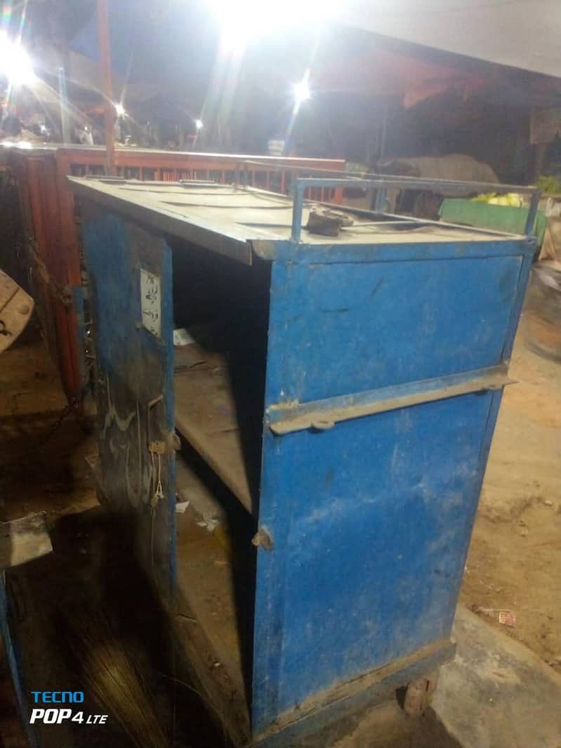 Heavy Duty Blue Iron Shop Counter Good Condition - Food Display ...