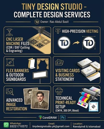 CNC Laser Cutting Design (CDR/DXF) & Graphic Design Services