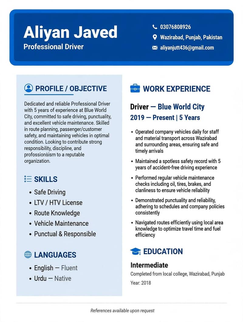 Need Driver Job 0