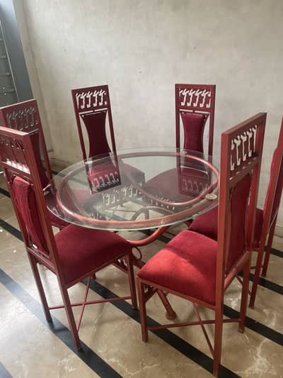Iron Dinning Table with 6 Chairs