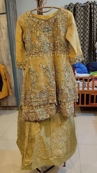 Beautiful Mustard Gold Bridal/party wear Lehnga-- Heavy Handwork