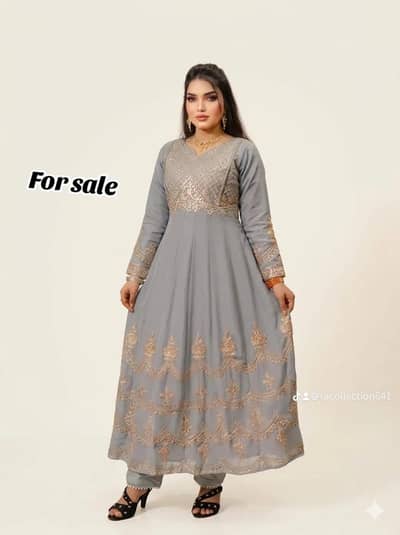 cotton frock orangza embroidery seleves