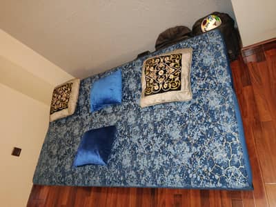 Sofa Cum Bed + Marble Coffee Table,
