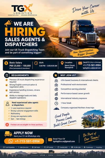  WE’RE HIRING | US TRUCK DISPATCHERS & SALES AGENTS