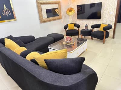 L shape sofa with coffe chairs set