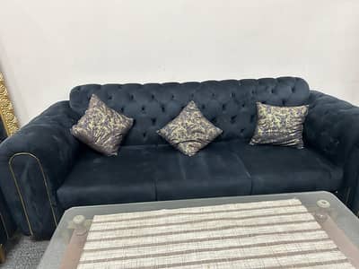 Brand New 3 seater sofa set Black colour with fancy Cushions