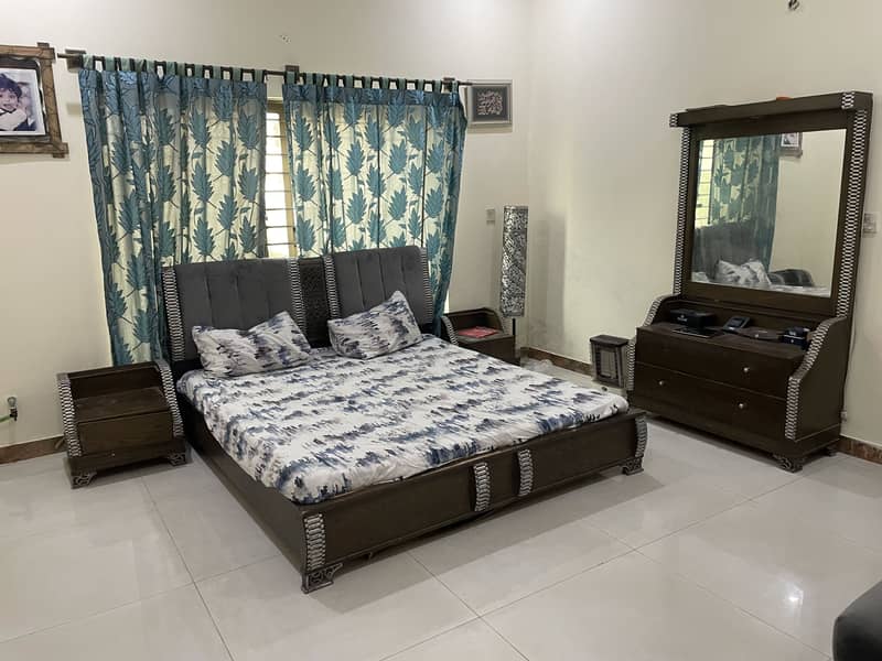 Double bed with couch side table dressing table lamp 3