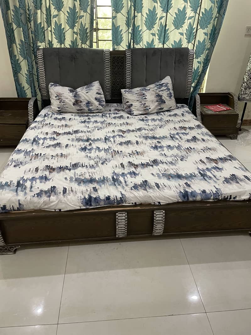 Double bed with couch side table dressing table lamp 8