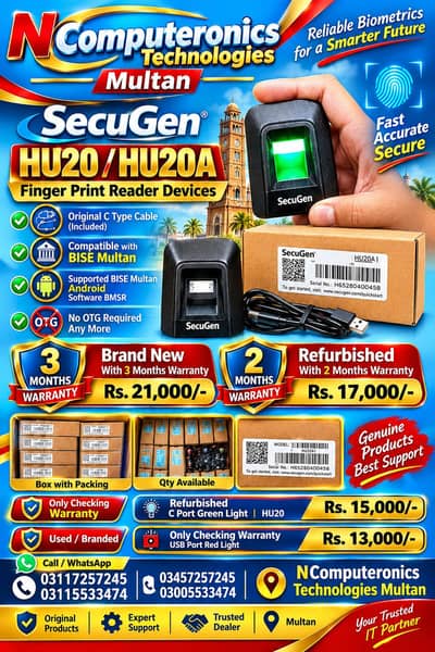 finger print reader secugen HU20 Hamster Greent. light C port refurbish