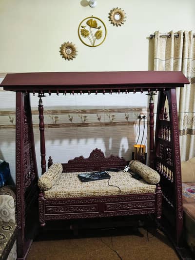 Wooden Carved Jhula (Swing) – Pure Wood, Heavy & Strong